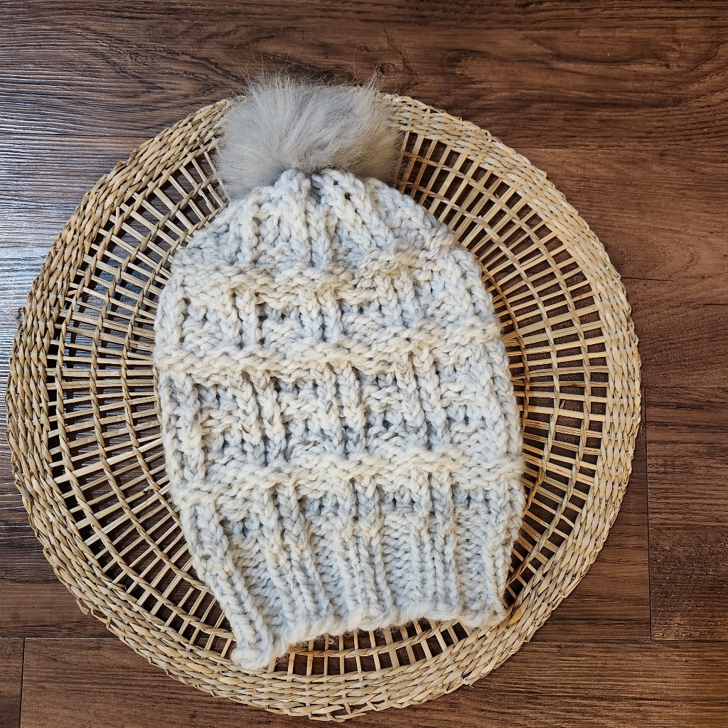 Grey Handmade Knit Winter Hat